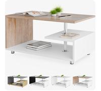 Casaria® Table Basse Design 95x55x50cm Blanc chêne Table de Salon rectangulaire Moderne 50kg avec Plusieurs Niveaux de Rangement