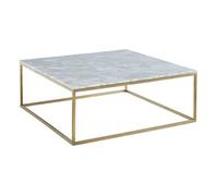 Table basse design ARETHA de - Marbre et Métal - Blanc et Doré