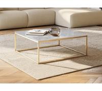 Table basse design ARETHA de Pascal MORABITO - Marbre et Métal - Blanc et Doré