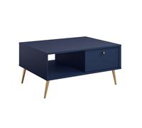 Table basse design AZURÉA - Niche + 1 porte abattante - Bleu profond - 87x43x66 cm