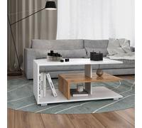 Table Basse Design Bois d'Appoint Blanc Moderne Table de Salon Chêne Homestyle4u