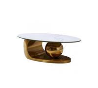 Table basse design BOWL GOLD 130 base métal doré plateau marbre blanc