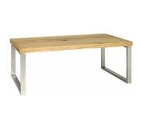 HAKU Möbel table basse optique inox, chêne, finition bois véritable, MDF, métal, plateau nid d'abeille - Dim.: L 100 cm x H 38 cm x P 60 cm, Style: Modern