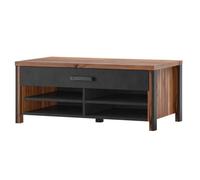 Table basse design collection WINDSOR avec tiroir et niches. Coloris chêne foncé et gris anthracite. 60 Marron