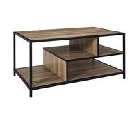 Home Deco Factory - Table basse Edison - Bois & métal, rangement intégré - Marron/Noir - 90x42x55 cm