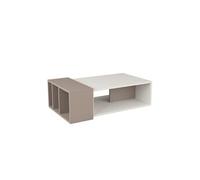 Toilinux - Table basse design bois Anita - L. 102 x H. 32 cm - Blanc et mocca - Anita Marron