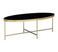 Table basse design en verre noir - Ovale 110 x 56 cm avec armature en métal doré | Grande table de salon | Table de salon en verre