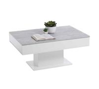FMD furniture 672-002E Table de Salon, Panneau de Particules, Gris Béton/Blanc Brillant, Environ 100 x 65 x 45 cm