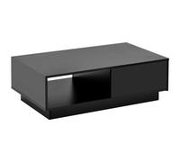 Table basse design moderne Table de salon en finition brillante avec éclairage LED, 1 tiroirs et 2 étagères, 95×55×32 cm, Noir | Aosom France