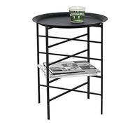 Table Basse Design Plateau Amovible Espaces de Stockage Rangement Meuble de Salon Stylé Métal 40 x 40 x 52 cm Noir