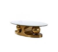 Table basse design SPHERE GOLD 120 base métal doré plateau marbre blanc