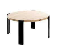 HAKU Table Basse chêne Clair, Noir, MDF, Métal - Dim.: H 42 x Ø 75 cm, Style: Moderne