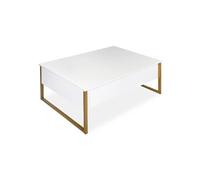 Table Basse Design "Valentin" 90cm Blanc & Or