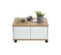 Table Basse Design "Volgan" 70cm Chêne & Blanc