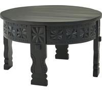 Table basse design WOHNLING 60x36x60 cm Mango Bois massif Table basse ronde noire, Table de salon en bois massif, Table de salon Oriental, Table basse Table de salon