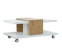 Table Basse Design "Yavor" 110cm Naturel & Blanc