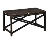 Table basse d'extérieur Outsunny, table d'appoint de jardin en rotin PE avec plateau en plastique sous le plateau entièrement tissé et structure en X pour terrasse, balcon, marron mélangé