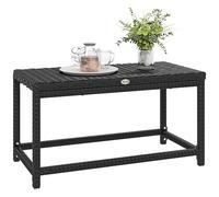 Table basse d'extérieur Outsunny, table d'appoint de jardin en rotin PE avec plateau en plastique sous le plateau entièrement tissé et cadre rectangulaire pour terrasse, balcon, noir