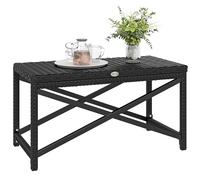 Table basse d'extérieur Outsunny, table d'appoint de jardin en rotin PE avec plateau en plastique sous le plateau entièrement tissé et structure en X pour terrasse, balcon, noir