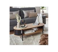 Table basse double plateau 100x54x37 cm en bois et métal noir - ERZKA