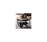 Table basse double plateau 60x60x34 cm en manguier et fer