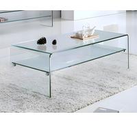 Table basse double plateau en verre trempé - Transparent - STILEOS