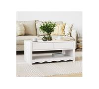 Table basse DRAMMEN Blanche 99x55x45 cm en bois massif de pin