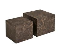 Table basse - EBUY24 - Nuuk - Lot de 2 - Décor marbre brun - 40 x 40 x 36 cm