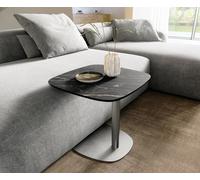 Table basse Edge Boot 50x50 cm céramique Laminam® Noir Desir brun Eleny acier inoxydable brossé