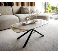 Table basse Edge forme bateau 100x50 cm céramique Patagonia polie Sarity métal noir