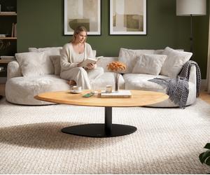 Table basse Edge Organique 140x76 cm Chêne naturel Flow-Edge Vibany Métal Noir