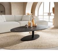 Table basse Edge Oval 140x75 cm céramique Laminam® Noir Desir brun Vibany métal noir