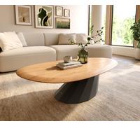 Table basse Edge Oval 140x75 cm chêne naturel bord arrondi Parabi métal noir