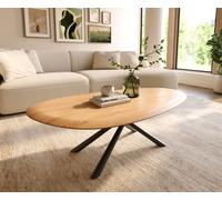 Table basse Edge Oval 140x75 cm chêne naturel bord arrondi Sarity métal noir