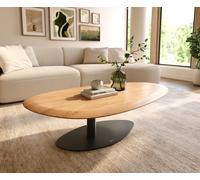 Table basse Edge Oval 140x75 cm chêne naturel bord arrondi Vibany métal noir
