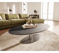 Table basse Edge Oval 140x80 cm céramique Laminam® Noir Desir brun Vibany acier inoxydable brossé