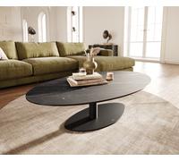 Table basse Edge Oval 140x80 cm céramique Laminam® Noir Desir brun Vibany métal noir