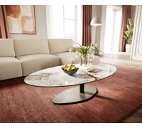 Table basse Edge Oval 140x80 cm céramique Minas Melange Vibany Metall finition effet titane