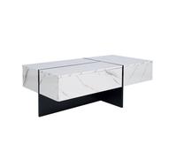 Table basse effet marbre avec système d'éclairage LED contrôlé par application, Blanc | Aosom France