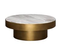 Table Basse Effet Marbre "Barrel" 80cm Doré