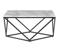 Table basse effet marbre blanc avec pieds noirs - BELIANI - MALIBU - Carré - Scandinave - Moderne