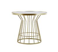 Table Basse Effet Marbre Blanc Et Doré Concan Blanc