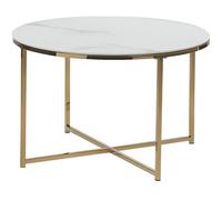 Table basse effet marbre blanc structure dorée QUINCY - BELIANI - Rond - Brillant - 70 cm - 45 cm - Salon