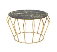 Table Basse Effet Marbre "History" 78cm Noir & Or