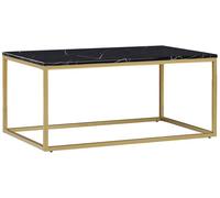 Table basse effet marbre noir avec pieds dorés DELANO