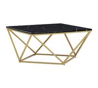 Table Basse Effet Marbre Noir Avec Pieds Dorés Malibu Noir