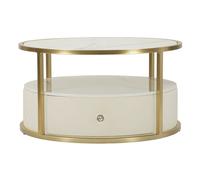 Table Basse Effet Marbre "Sharon" 75cm Blanc & Or