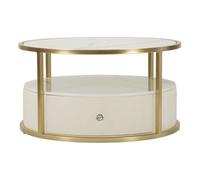 Table Basse Effet Marbre "Sharon" 75cm Blanc & Or