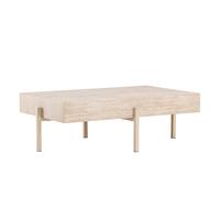 Table Basse Effet Travertin "Vadholmen" 126cm Beige