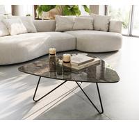 Table-basse Ekrem 88x85 cm Céramique Laminam®Emperador Extra Lucidato Marron foncé Hairpin Métal Noir